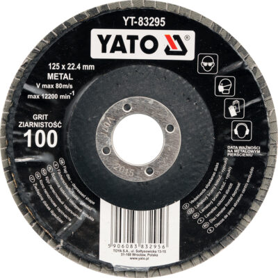 Diskelis šlifavimo lapelių metalui išgaubtas 125x22,2 mm  P60 YT-83293 YATO