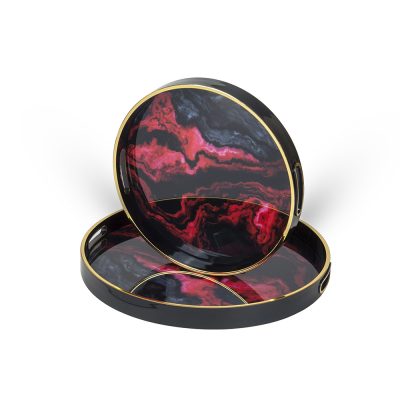 Padėklai 2 vnt. su stiklu apvalūs 45x45x4 (36x36x4) cm AGATE