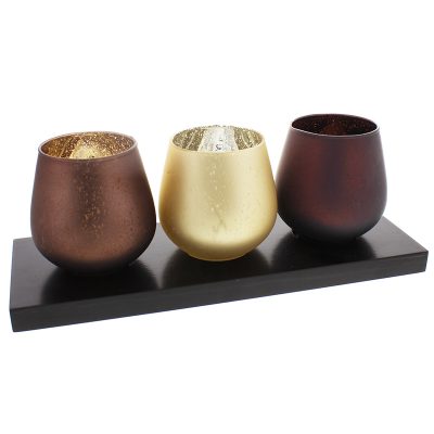 Žvakidės 3 vnt ant medinio padėklo 12x31x11 cm Hestia Widdop