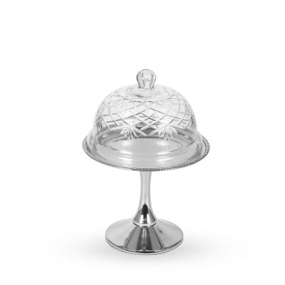 Padėklas metalinis su stikliniu gaubtu 16,5x16,5x23 cm SAVEX