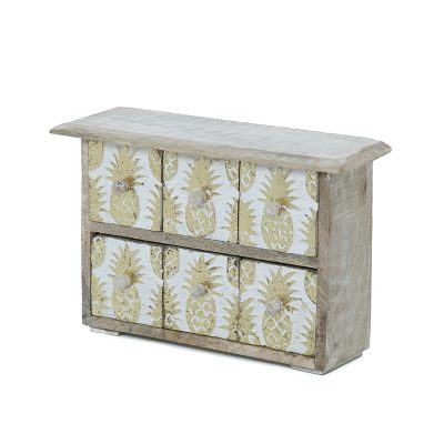 Dėžutė medinė su 6 stalčiukais Ananasas 30x22x10 1108