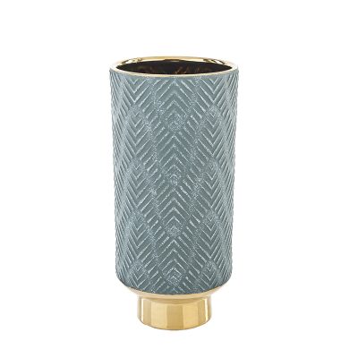 Vaza keramikinė žalios/aukso sp. H29xD14 cm 138518