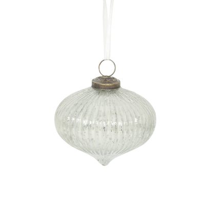 Eglutės papuošalas stiklinis sidabro spalvos  (6) d 10 cm ALLURE KLD