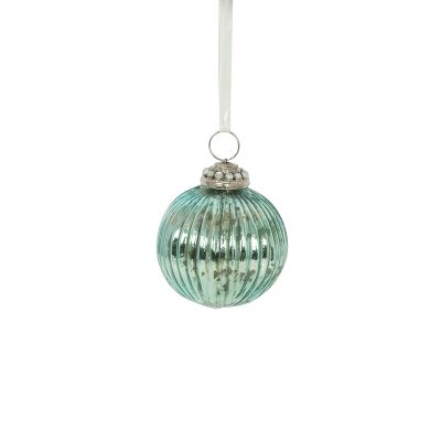 Eglutės papuošalas stiklinis turkio spalvos (6)  d 8 cm ALLURE KLD