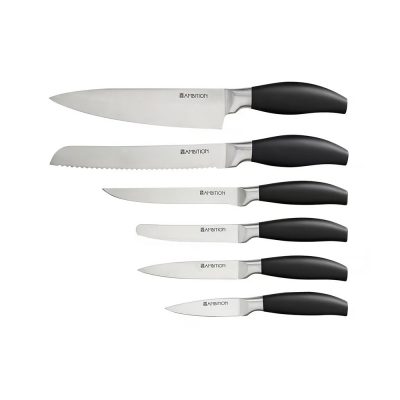 Peilių rinkinys 7 vnt su stovu OMBRE pilka spalva Ambition 51228