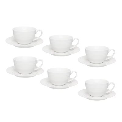 Puodeliai porcelianiniai 6 vnt komplektas 220 ml LINEA baltas Ambition 69076