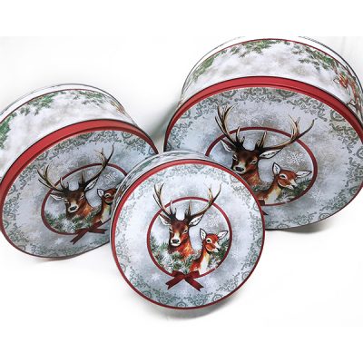 Metalinės dėžutės sausainiams Kalėdinės 3 vnt (19,5x9/13,5x7/16,5x7,5cm)16038kld