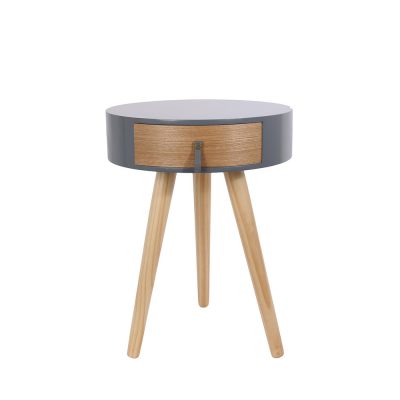 Staliukas medinis su stalčiumi 35x35x47 cm pilka/medžio sp. Home Deco HD6202