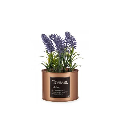 Dirbtinis augalas Levanda su metaliniu vazonu 10x10x18 cm Ibergarden 87554