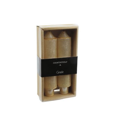 Žvakės 2 vnt 15 cm D2-2,2 cm aukso spalva Vela Countryfield 108090