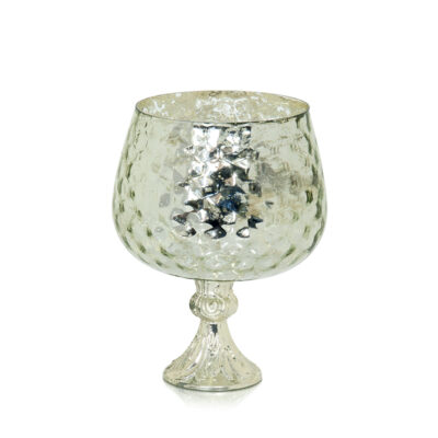 Vaza/žvakidė stiklinė sidabro spl. 20x20x25 cm Art glass