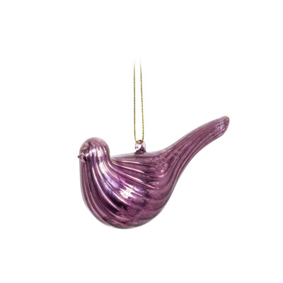 Dekoracija Paukštelis stiklinis violetinis 11x4x6 cm