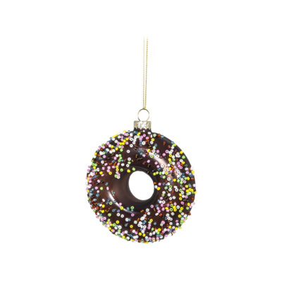 Eglutės papuošalas stiklinis Spurga ruda 9.3x3.2 cm Ornaments KLD