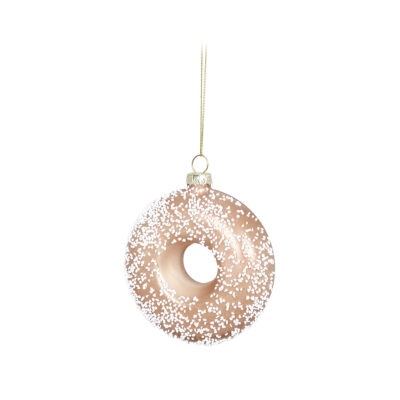 Eglutės papuošalas stiklinis Spurga kreminė 9.3x3.2 cm Ornaments KLD