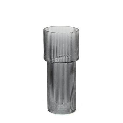 Vaza stiklinė pilkos sp. 24x10 cm Is-QH-6-Gwen