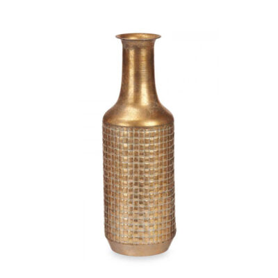 Vaza metalinė 14x14x46 cm sendinto aukso spalvos Giftdecor 75115