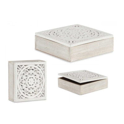 Dėžutė medinė balta 21,5x21,5x7,5 cm Giftdecor 77967