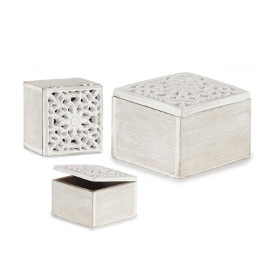 Dėžutė medinė balta 11,5x11,5x8 cm Giftdecor 77963