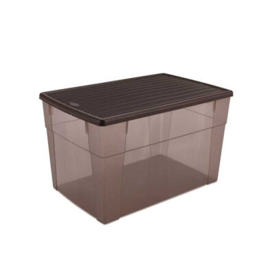 Dėžė su dangčiu plastikinė Elegance 59x39x35 cm rusva 62 l Italija STEFANPLAST