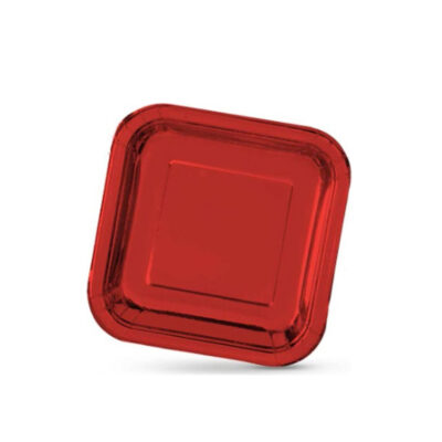 Lėkštės vienkartinės popierinės 18x18cm 12 vnt. raudonos sp.Algon BA01054077011