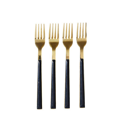 Šakutės desertinės 4 vnt. 15,5 cm aukso/juodos sp. CHARLOTTE Home Deco KA0527