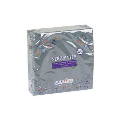 Servetėlės popierinės pilkos spalvos 38x38 cm 30 vnt Colorparty 29271