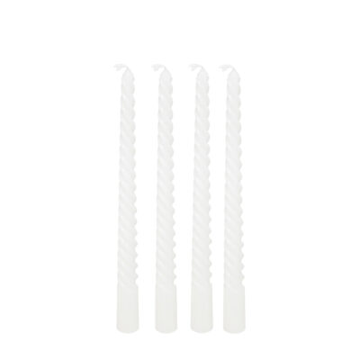 Žvakės suktos 4 vnt 25 cm balta spalva MANY Atmosphera 207036A