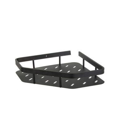 Lentynėlė voniai kampinė metalinė juoda 24.5x24.5x5 cm 27248