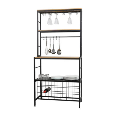 Lentyna/baras pastatoma 40x84x117 cm juoda, medis Urban Living 151546