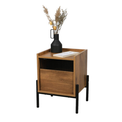 Staliukas medinis su stalčiumu 40x35x50 cm juoda/ruda spalva Urban Living 151524