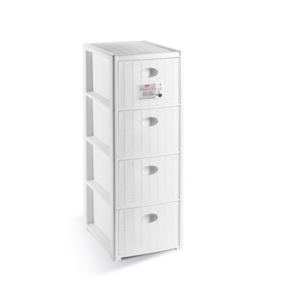 Komoda su 4 stalčiais plastikinė balta 30x40x80 cm 30300 Italija STEFANPLAST