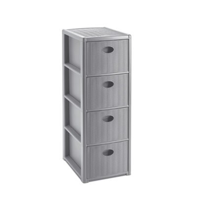 Komoda su 4 stalčiais plastikinė pilka 30x40x80 cm 30306 Italija STEFANPLAST