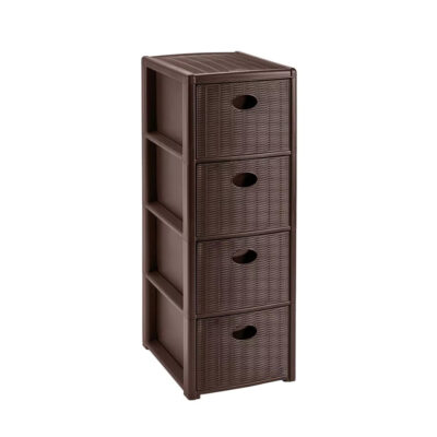 Komoda su 4 stalčiais plastikinė ruda 30x40x80 cm 30302 Italija STEFANPLAST