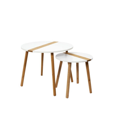 Staliukai mediniai 2 vnt. 60x48/40x40 cm balti/rudi Home Deco HD7356