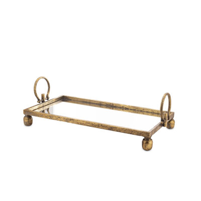 Padėklas metalinis su veidrodžiu auksinės sp. 11x60x31 cm 163437