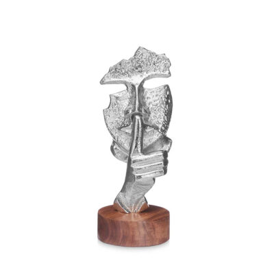 Statulėlė Kaukė metalinė 11x12x29 cm sidabro spalvos Giftdecor 91465