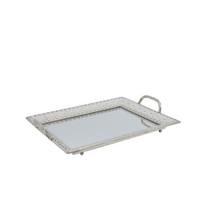 Padėklas metalinis veidrodinis su rankenomis 42,8x7x32 cm Home Deco KA0111