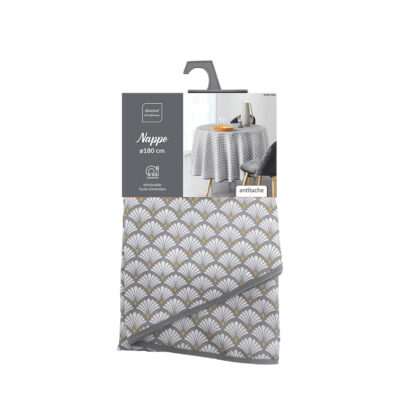 Staltiesė apvali poliesteris D180 cm pilkų atsp, ARTCHIC douceur d'intérieur