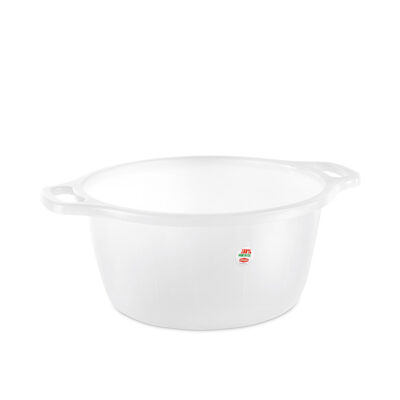 Vonelė plastikinė su rankenėlėmis 34 l D50xH25 cm baltos spalvos 30550 Italija