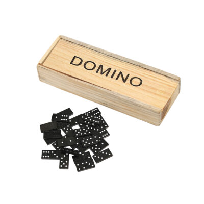 Stalo žaidimas DOMINO 28 vnt., medinė dėžutė 14.5x5x3 cm 18261