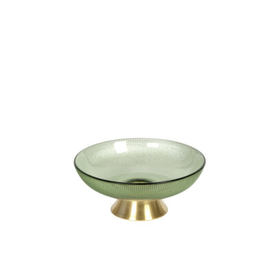 Lėkštė vaisiams stiklinė D16xH7 cm žalios/auksinės sp. HR-V62
