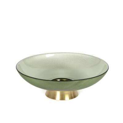 Lėkštė vaisiams stiklinė D36xH12 cm žalios/auksinės sp. HR-V63