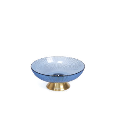 Lėkštė vaisiams stiklinė D16xH7 cm mėlynos/auksinės sp. V60