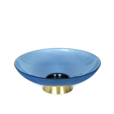 Lėkštė vaisiams stiklinė D36xH12 cm mėlynos/auksinės sp. V60,