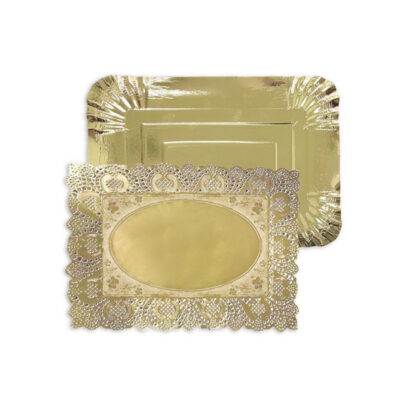 Vienkartinis padėklas maistui 32x39 cm aukso spalvos Algon BA01043176701