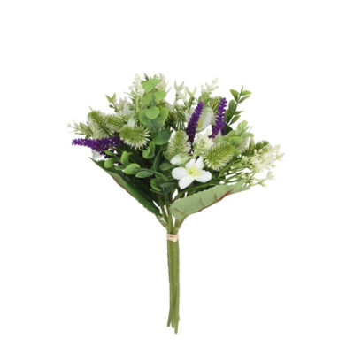 Dekoratyvinė gėlių puokštė 19x33 cm balta 8445393435213