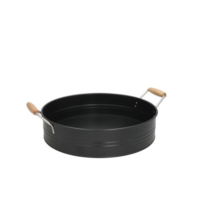 Padėklas apvalus juodo metalo, med. rankenos D35 cm 8445393391250