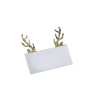 Stalo kortelės su bizgančiais elnio ragais 10 vnt 8,5x7,5 cm Ginger Ray 123513