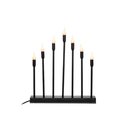 Žvakidė su 7 LED žvakėmis metalinė, juodos sp. 32x5,5x36,5 cm Finnlumor 610331