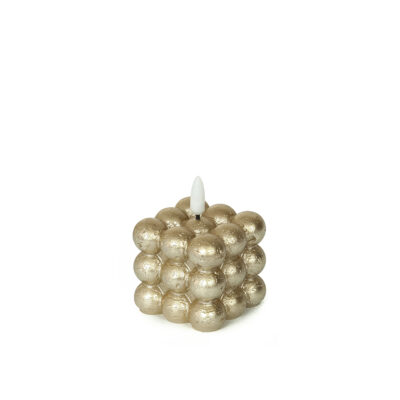 Žvakė LED Burbuliukai 6x6x7,5 cm aukso spalvos Countryfield 126122
